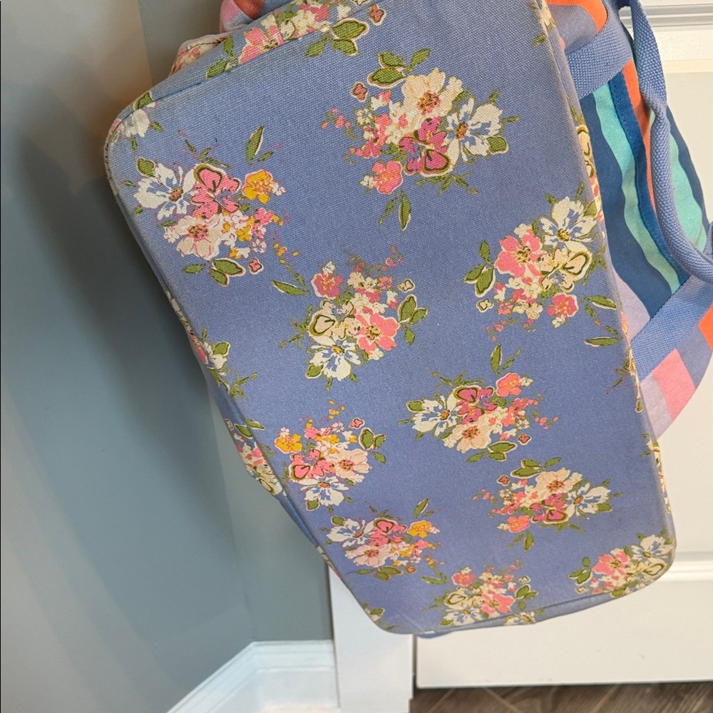 Matilda Jane floral Multicolor Striped weekender canvas Tote **holds tons!** - Picture 5 of 8